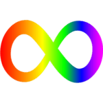 Símbolo do infinito (um oito deitado) colorido.